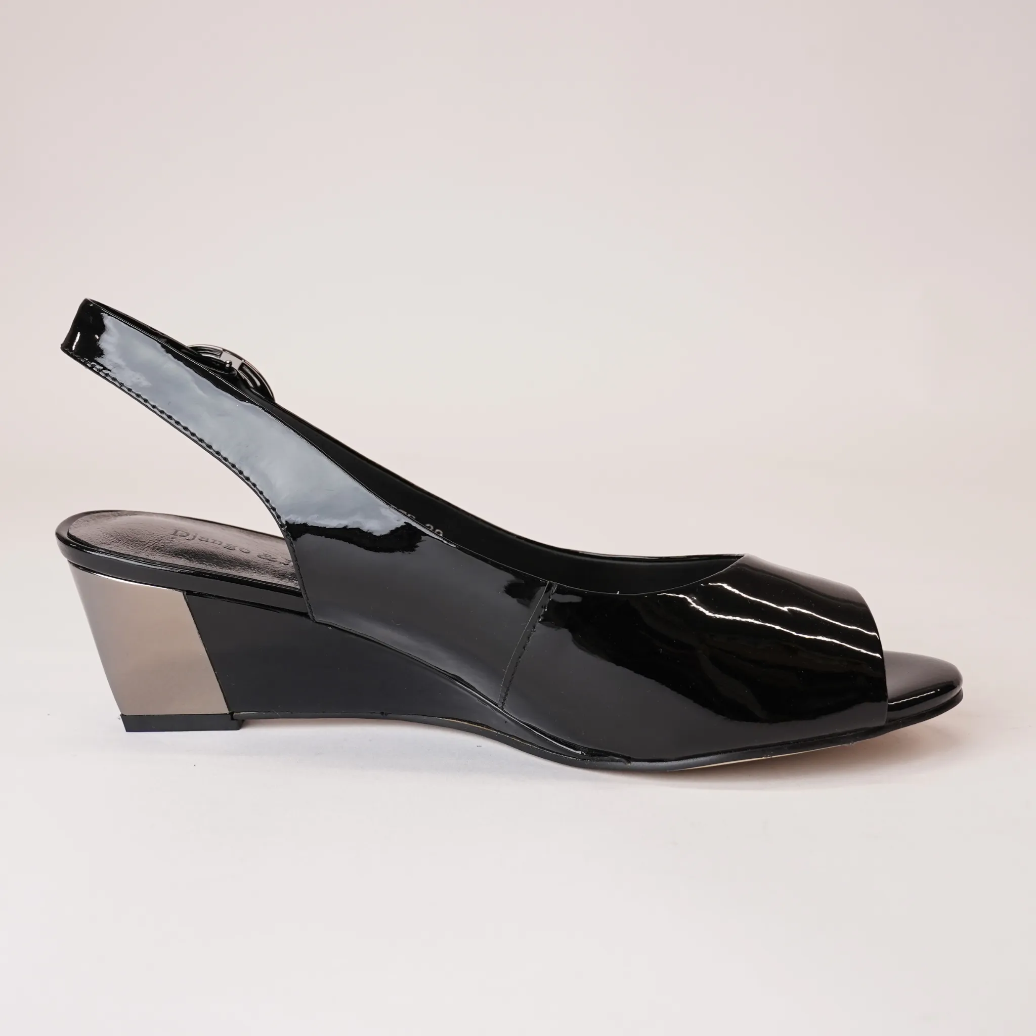 Raite Black Patent Leather Wedges