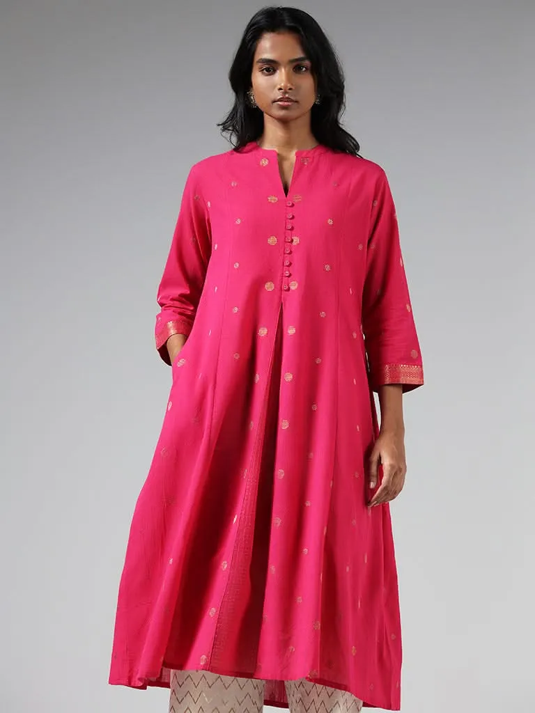 Utsa Light Pink Zari Embroidered Kurta