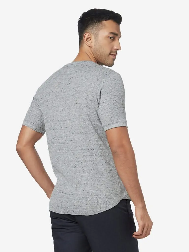 WES Casuals Grey Melange Knit Slim-Fit T-Shirt